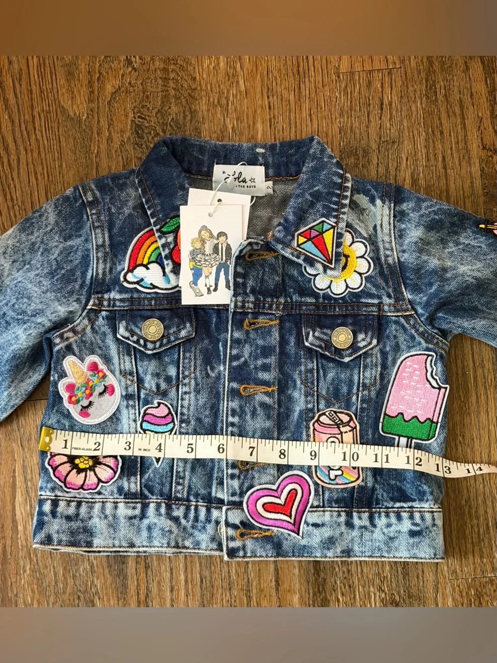 Lola + The Boys All About The Patch Crop Denim Jacket 2T NWT